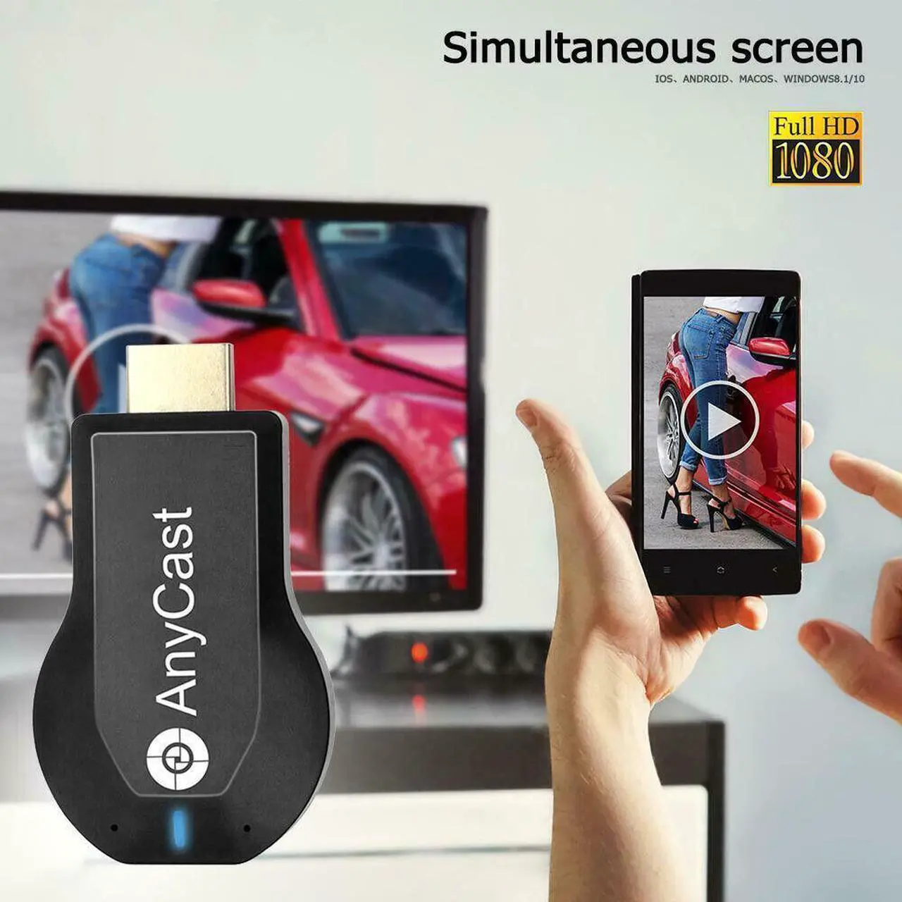 Alt view image 5 of 7 - Wireless WiFi Display Dongle 1080P HDMI TV Stick DLNA Aircast Miracast AnyCast