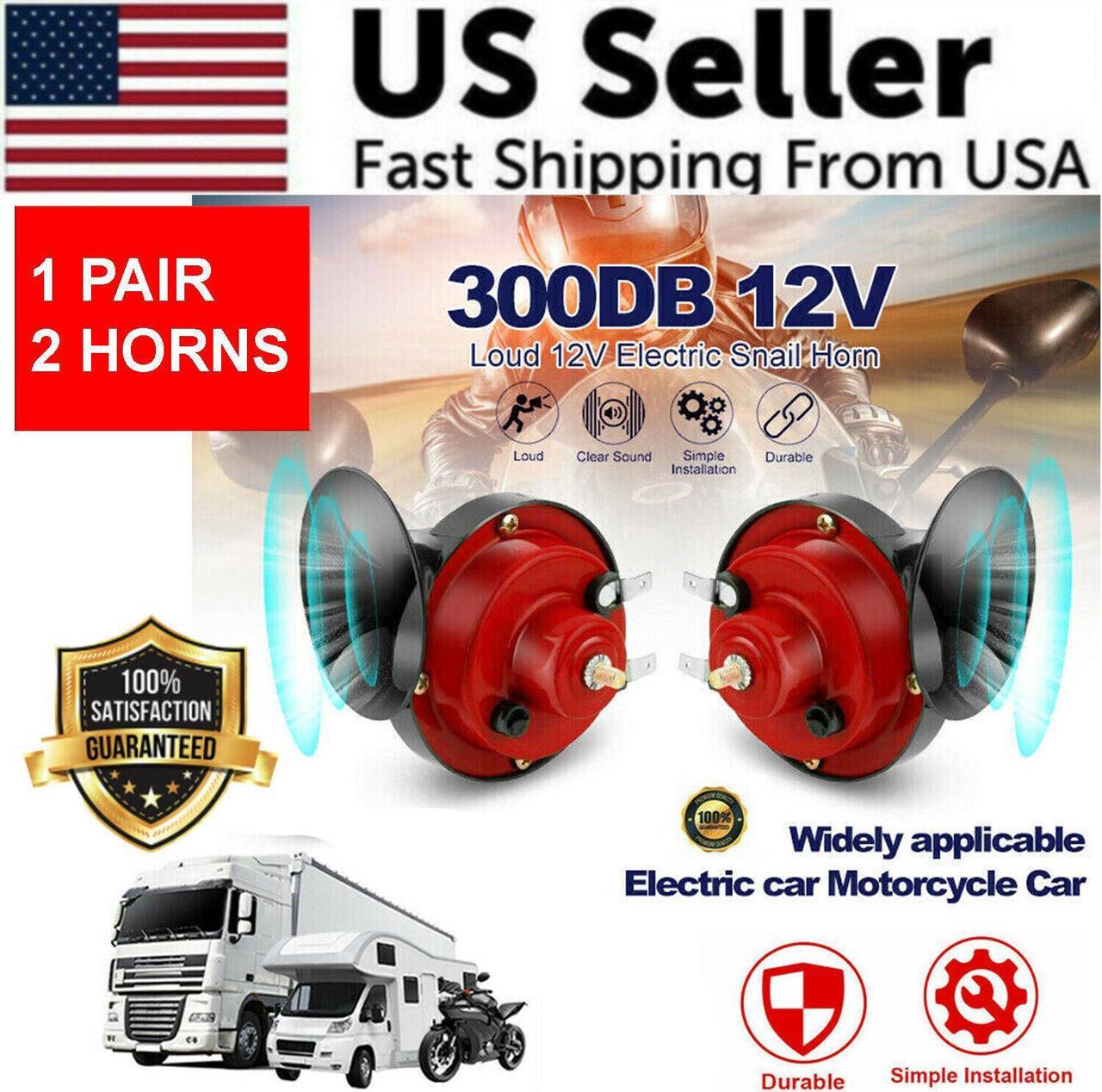 Alt view image 7 of 7 - 2PC 12V 300DB Super Loud Train Air Horn Waterproof Motorcycle Car Truck SUV Boat