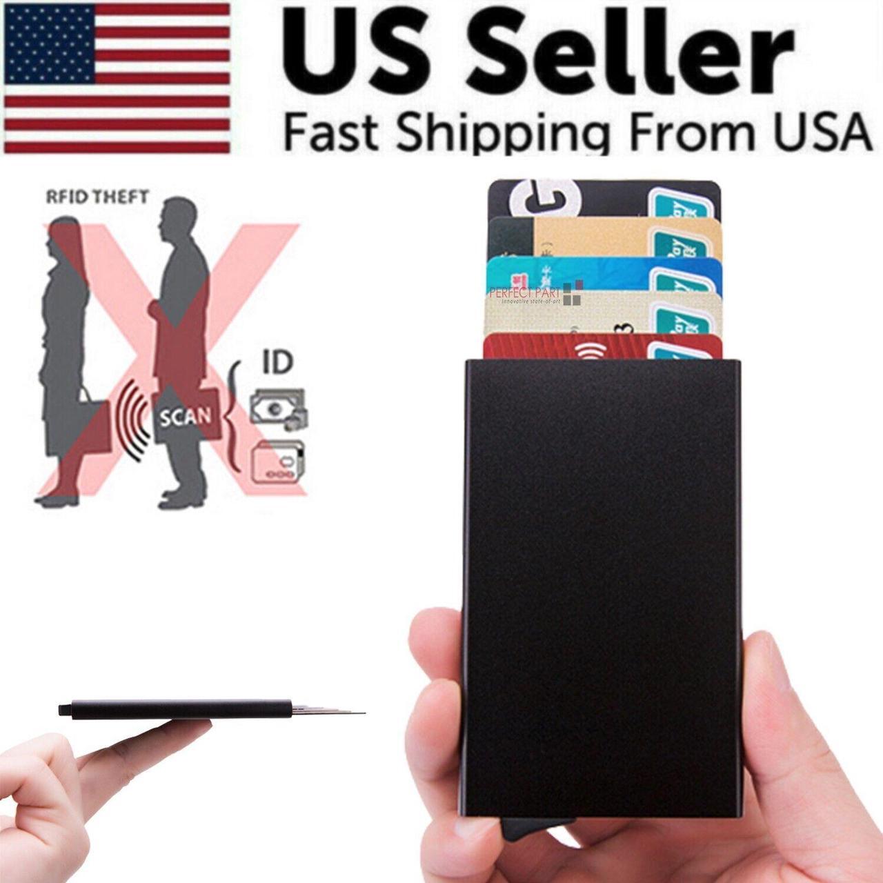 Alt view image 4 of 5 - Mens RFID Blocking Slim Money Clip Carbon Fiber Wallet ID Credit Card Holder New