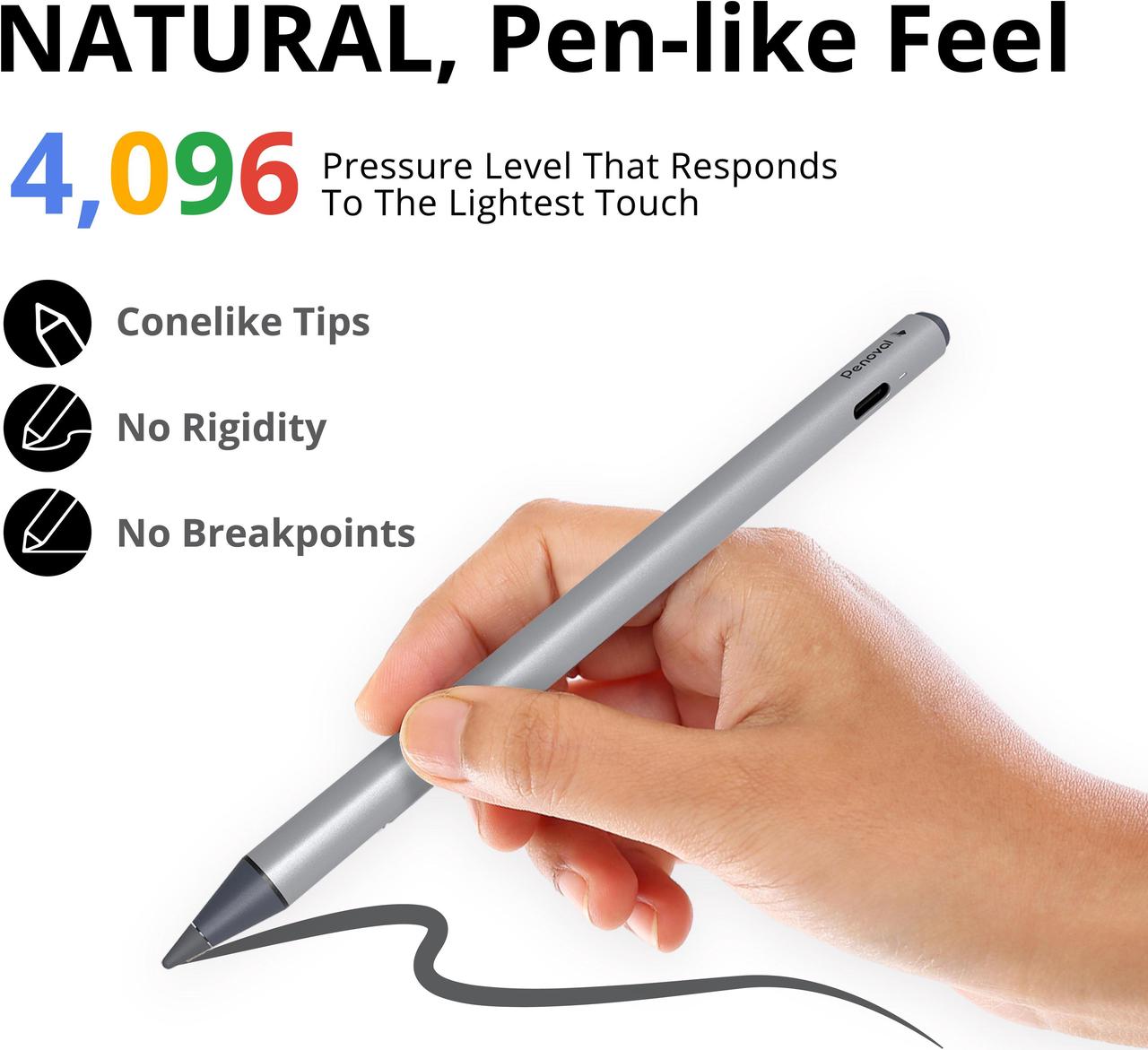 Alt view image 5 of 13 - Penoval USI2.0 Stylus Pen for Chromebook, 4096 Levels Pressure for Lenovo chromebook Duet, ASUS chromebook C436, HP chromebook X360 12b, HP chromebook X360 14b Google Pixel Tablet, USI2.0