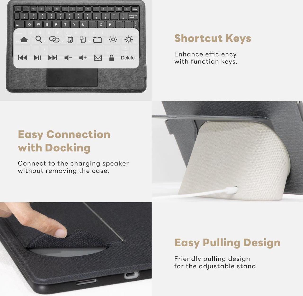 Alt view image 4 of 7 - eiP Magnetix Keyboard Case for Google Pixel Tablet 11 inch (2023), Adjustable Viewing Angle, Detachable, Easy Carry-on, Protective Cover Compatible with Charging Speaker Dock, 7 Backlight Color