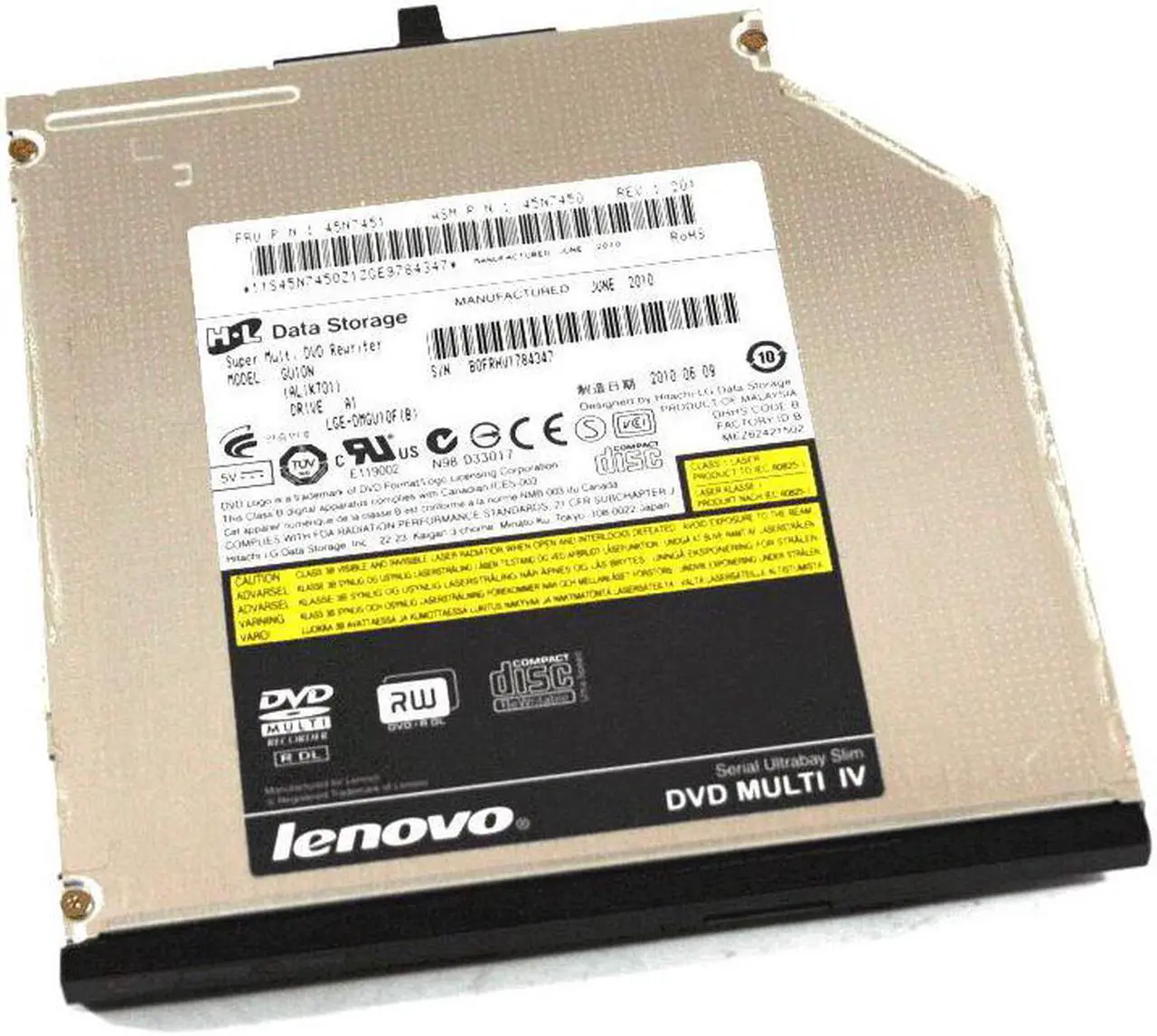 Alt view image 2 of 3 - Lenovo T400 T410 T500 W500 Laptop CD-RW / DVDÂ±RW  BMulti Burner Laptop GU40N GU10N SATA 45N7451 45N7512 45N7450