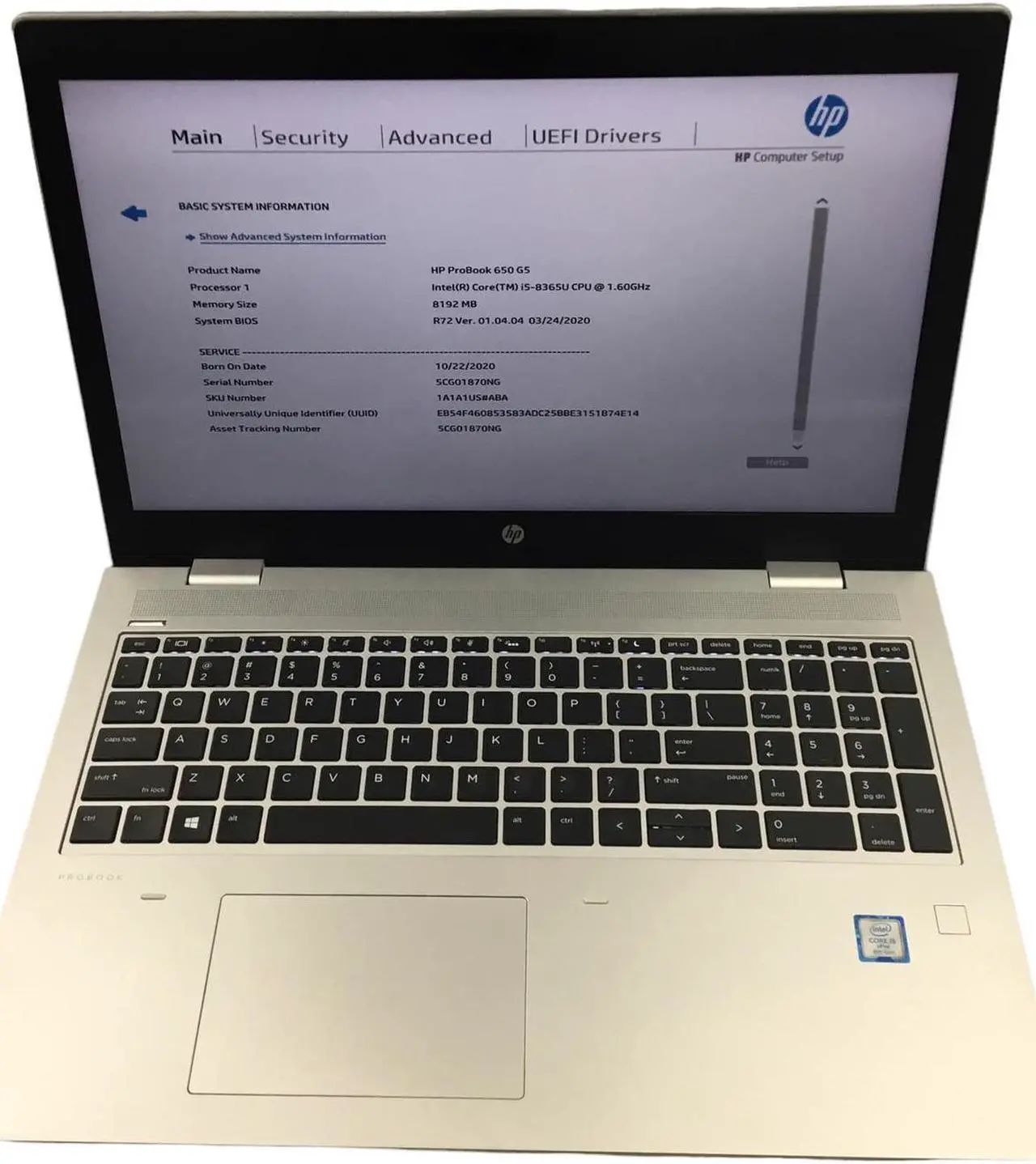 Main image of HP ProBook 650 G5 I5-8365U 1.60GHZ 8GB 256GB NVMe Windows 11 Pro