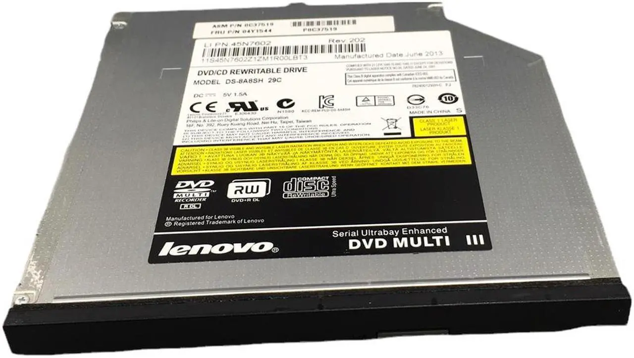 Alt view image 3 of 3 - Lenovo ThinkPad, 04Y1544, DVD-RW Drive/DS-8A8SH 29C/45N7602/ 0C37519
