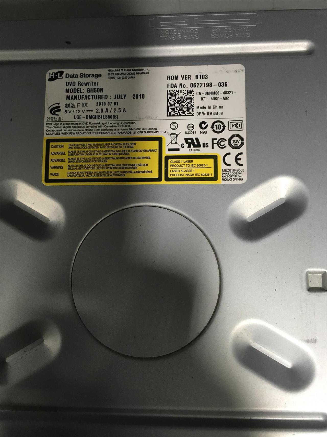Alt view image 4 of 5 - H.L Data Storage GH50N Sata CD/DVD-RW Rewriter Drive/0M4M08