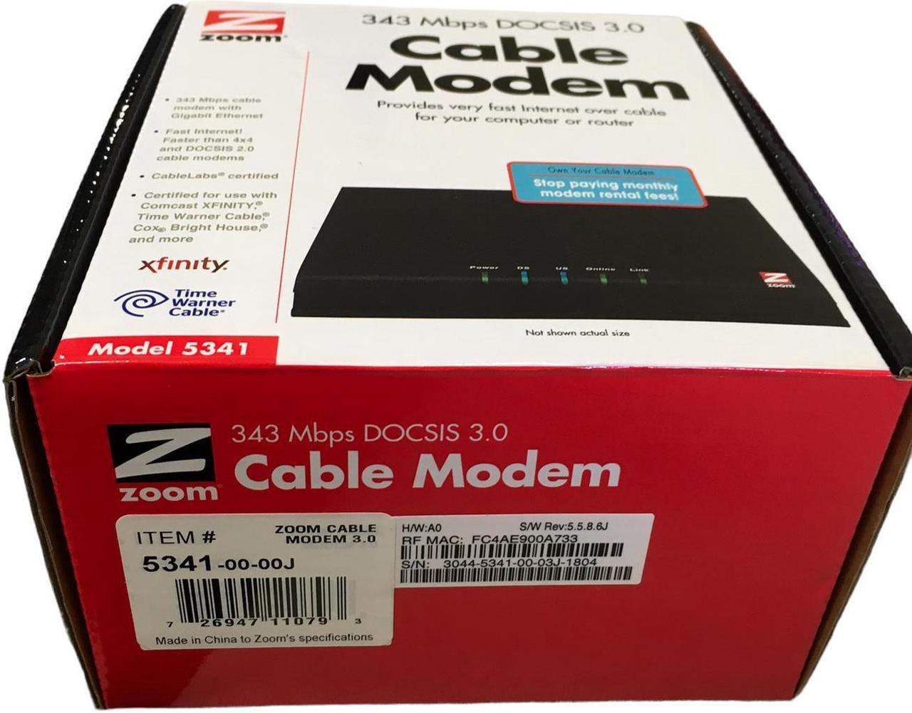 Alt view image 2 of 7 - ZOOM CABLE MODEM 343 Mbps DOCSIS 3.0 MODEL 5341
