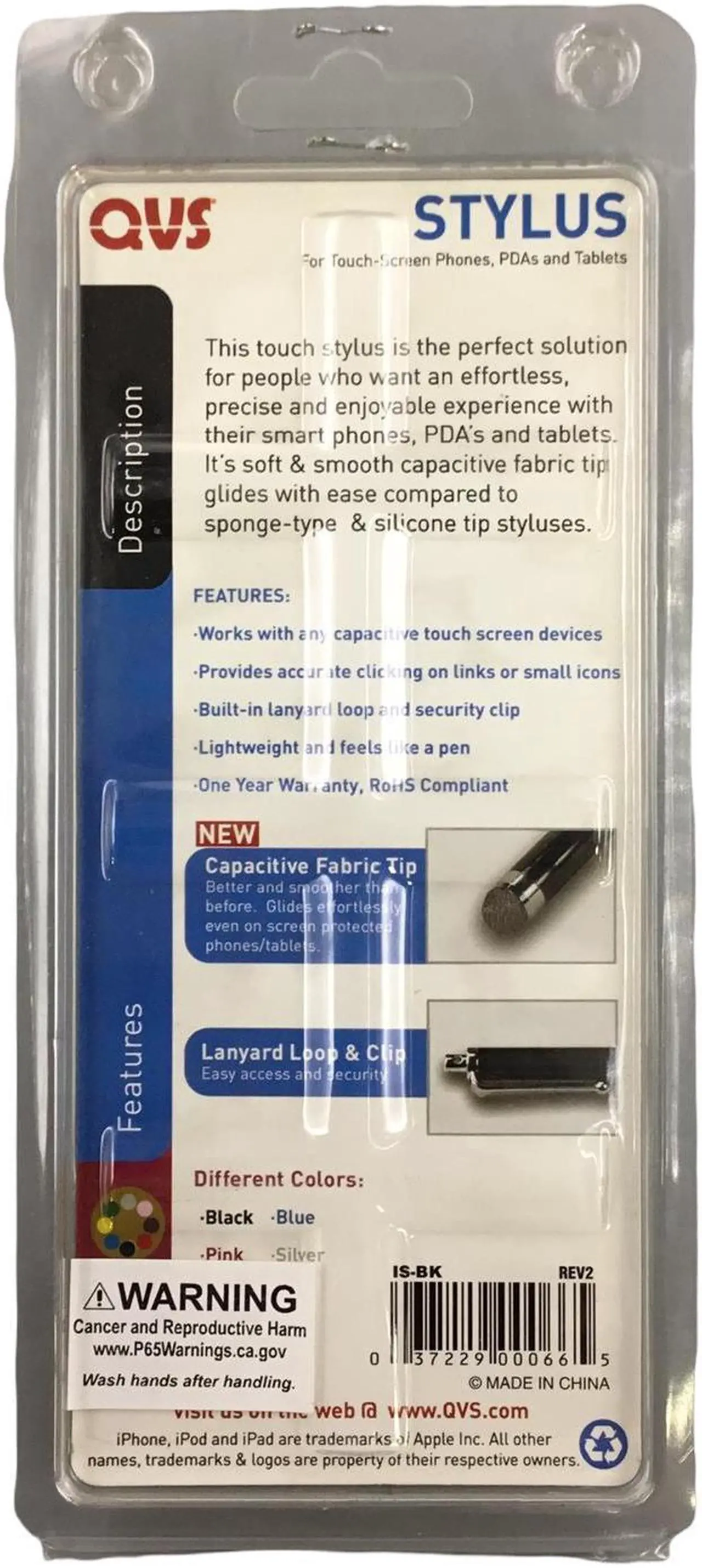 Alt view image 3 of 3 - QVS Capacitive Fabric Tip Stylus IS-BK
