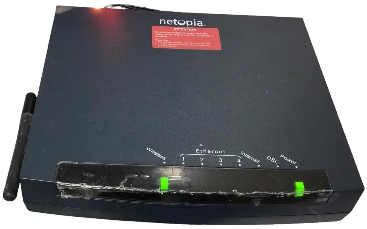 Alt view image 5 of 7 - Netopia MOTOROLA DSL Wireles Router 4 Port Ethernet 3347-02-1002 GZ53347, W/ Adapter
