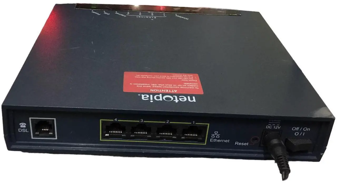Alt view image 7 of 7 - Netopia MOTOROLA DSL Wireles Router 4 Port Ethernet 3347-02-1002 GZ53347, W/ Adapter