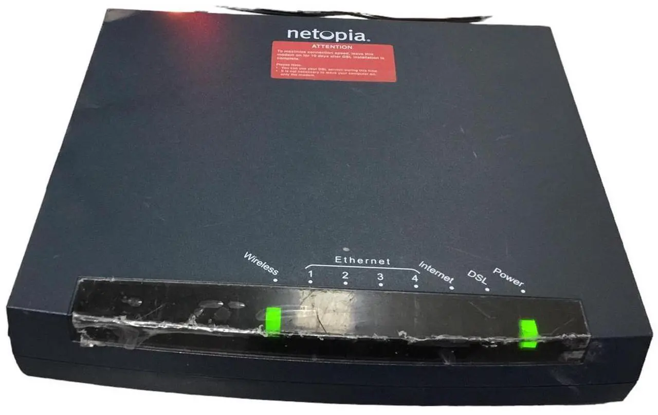 Alt view image 6 of 7 - Netopia MOTOROLA DSL Wireles Router 4 Port Ethernet 3347-02-1002 GZ53347, W/ Adapter