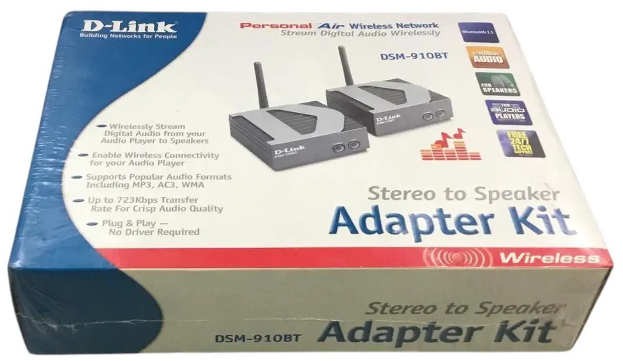 Main image of D-Link Adapter Kit Stereo to Speaker Wireless DSM-910BT, New!