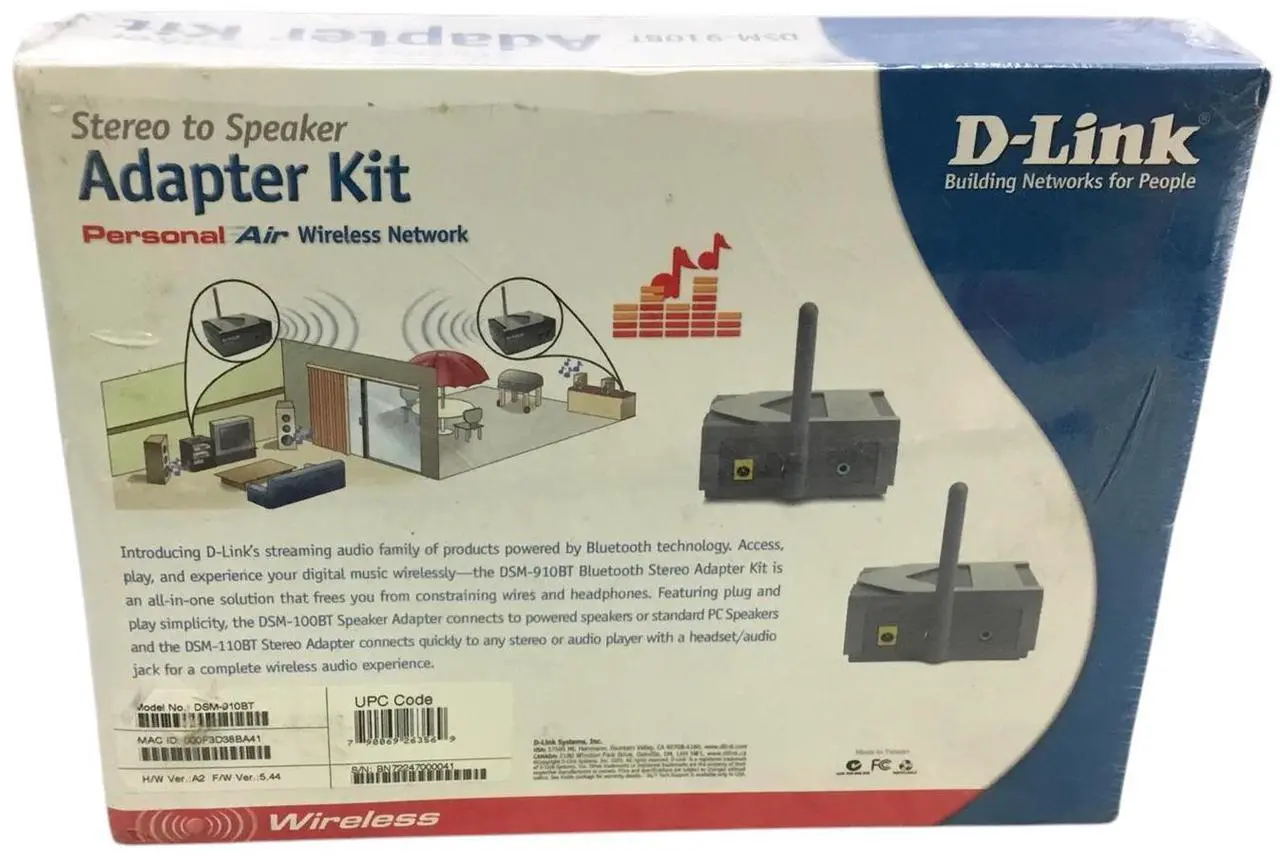 Alt view image 3 of 6 - D-Link Adapter Kit Stereo to Speaker Wireless DSM-910BT, New!