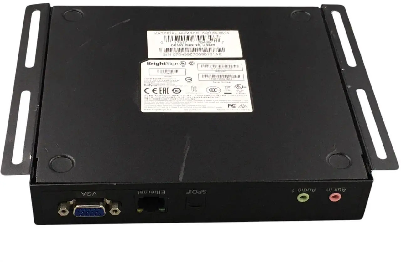 Alt view image 7 of 7 - BrightSign HD Digital Sign Controller HD922 Media Player SD USB HDMI No Adapter