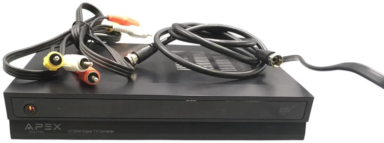 Main image of Apex DT250A Digital TV Converter Box Analog Pass Through W / Cables No Remote