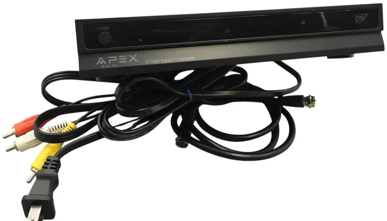 Alt view image 6 of 7 - Apex DT250A Digital TV Converter Box Analog Pass Through W / Cables No Remote