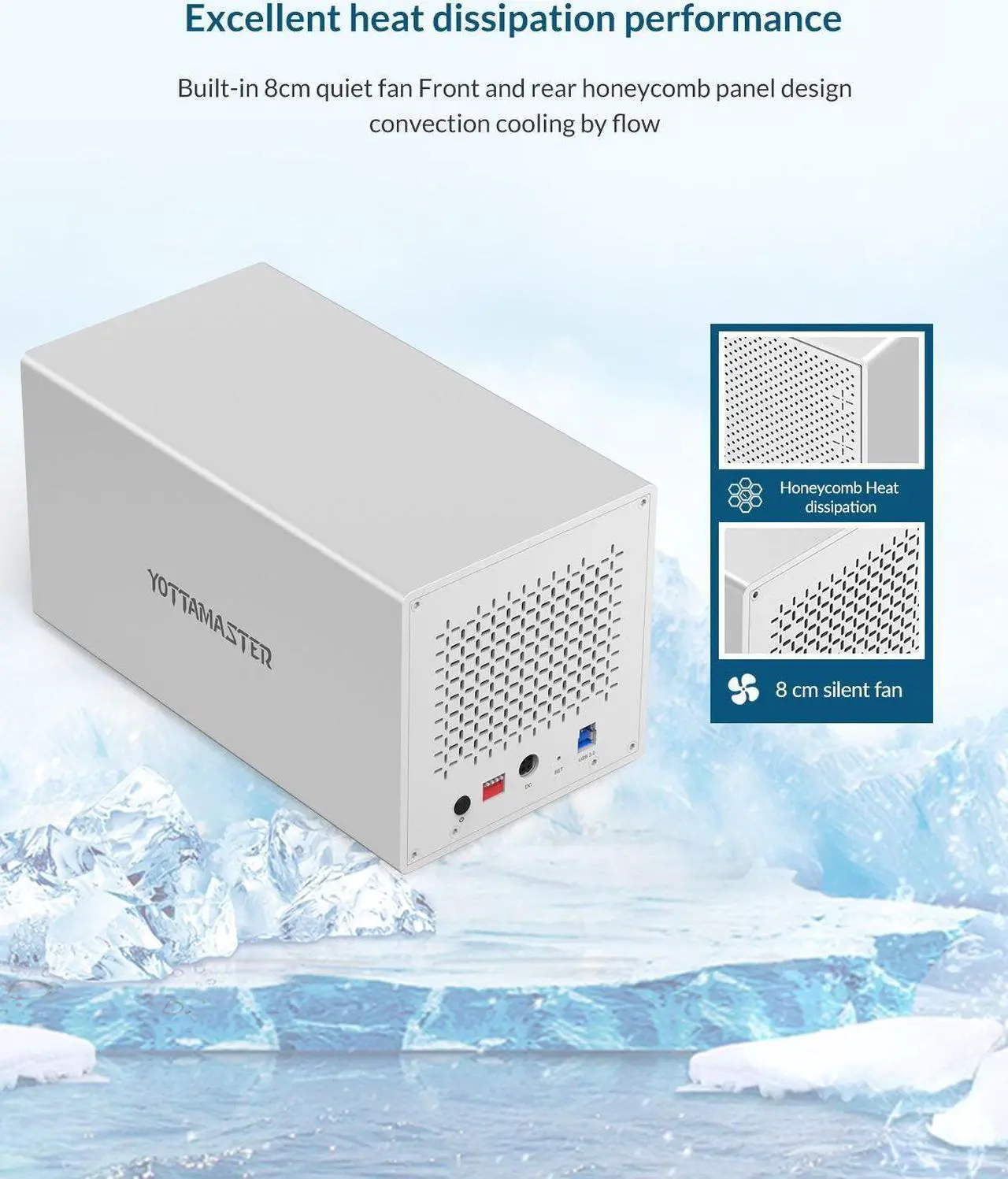 Alt view image 5 of 7 - Yottamaster 4 Bay RAID Enclosure,Aluminum 4 Bay 2.5/3.5 Inch USB3.0 RAID External HDD Array Enclosure SATA3.0 Support 4 x16TB & UASP,Mac Style Designed for Personal Storage at Home&Office