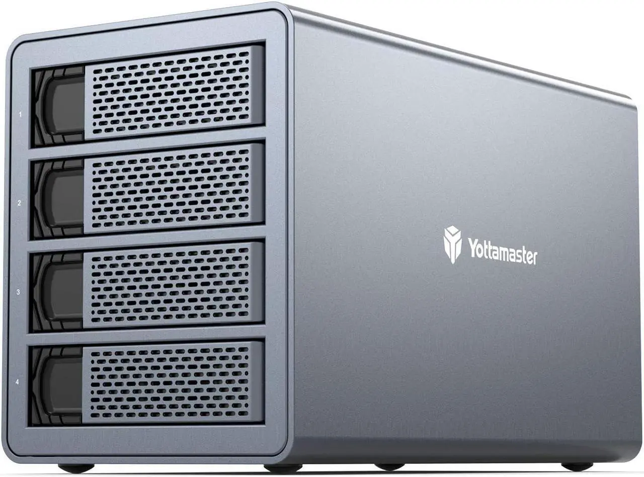 Main image of Yottamaster 10Gbps 4 Bay Type-C Hard Drive Enclosure Daisy Chain, External HDD Enclosure Support 2.5" &3.5" SATA HDD/SSD up to 4X18TB, Daisy Chain DAS Support 216TB Storage Expansion Non-RAID [FS4C3]