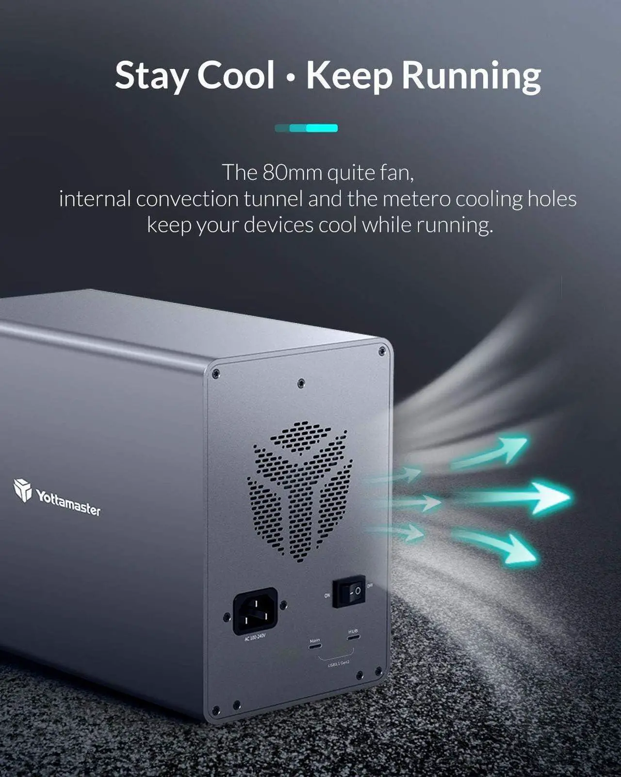 Alt view image 7 of 7 - Yottamaster 10Gbps 4 Bay Type-C Hard Drive Enclosure Daisy Chain, External HDD Enclosure Support 2.5" &3.5" SATA HDD/SSD up to 4X18TB, Daisy Chain DAS Support 216TB Storage Expansion Non-RAID [FS4C3]