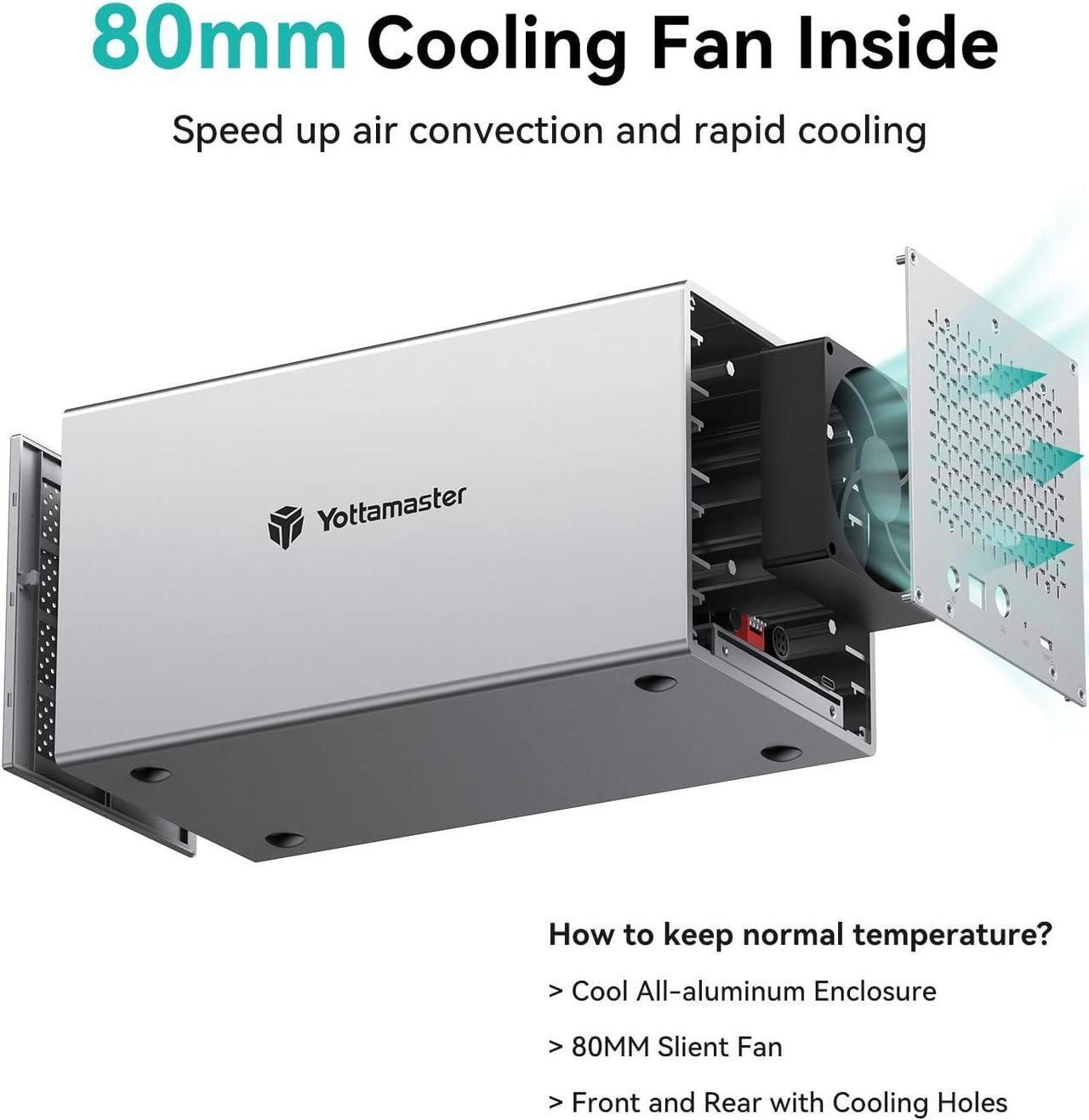 Alt view image 4 of 7 - Yottamaster 4 Bay USB-C RAID Enclosure, Aluminum 4 Bay 2.5"/3.5" External Hard Drive Enclosure Support RAID 0/1 / 3/5/10/JBOD/Clear, Designed for Personal Storage at Home&Office- [PS400RC3]