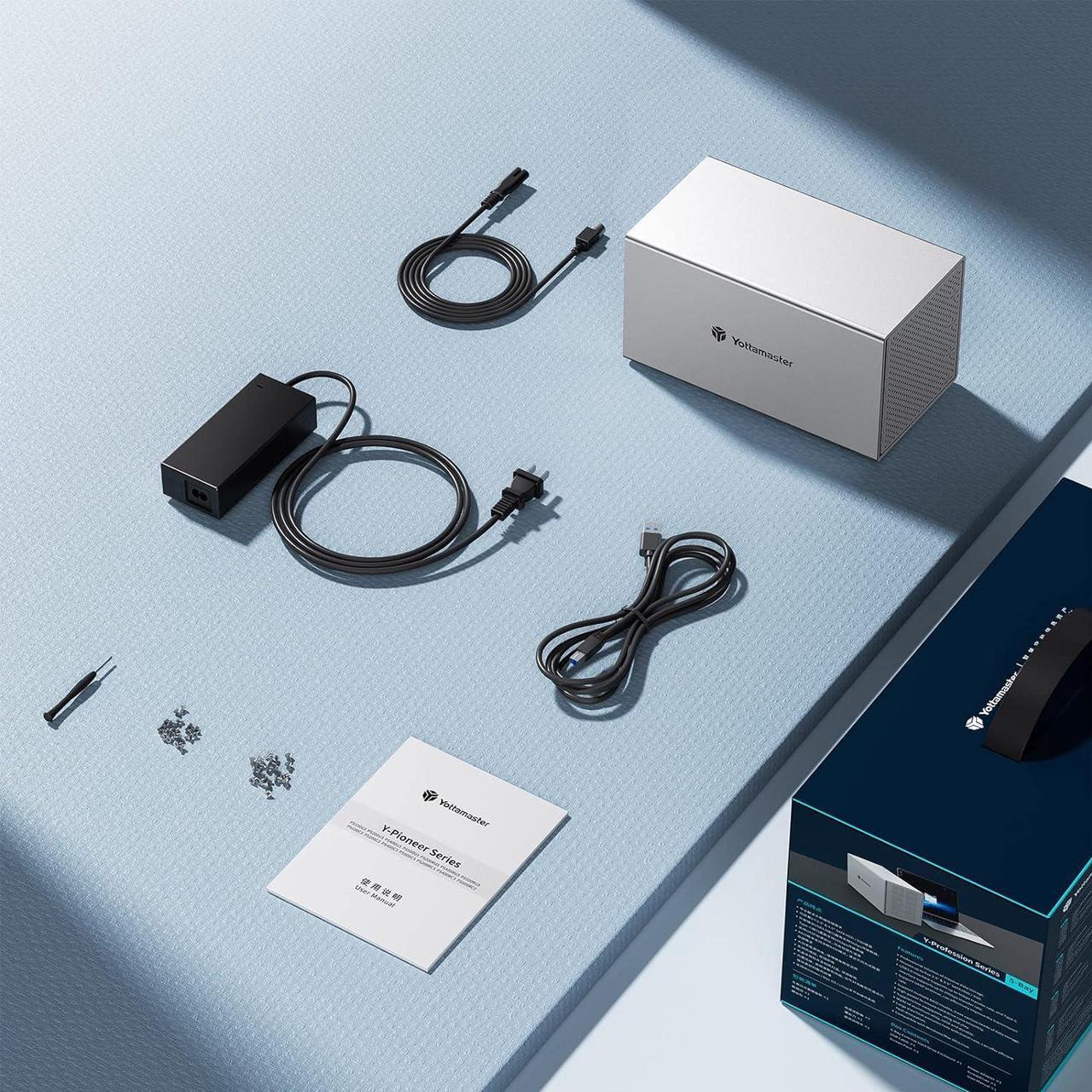 Alt view image 3 of 7 - Yottamaster 4 Bay USB-C RAID Enclosure, Aluminum 4 Bay 2.5"/3.5" External Hard Drive Enclosure Support RAID 0/1 / 3/5/10/JBOD/Clear, Designed for Personal Storage at Home&Office- [PS400RC3]