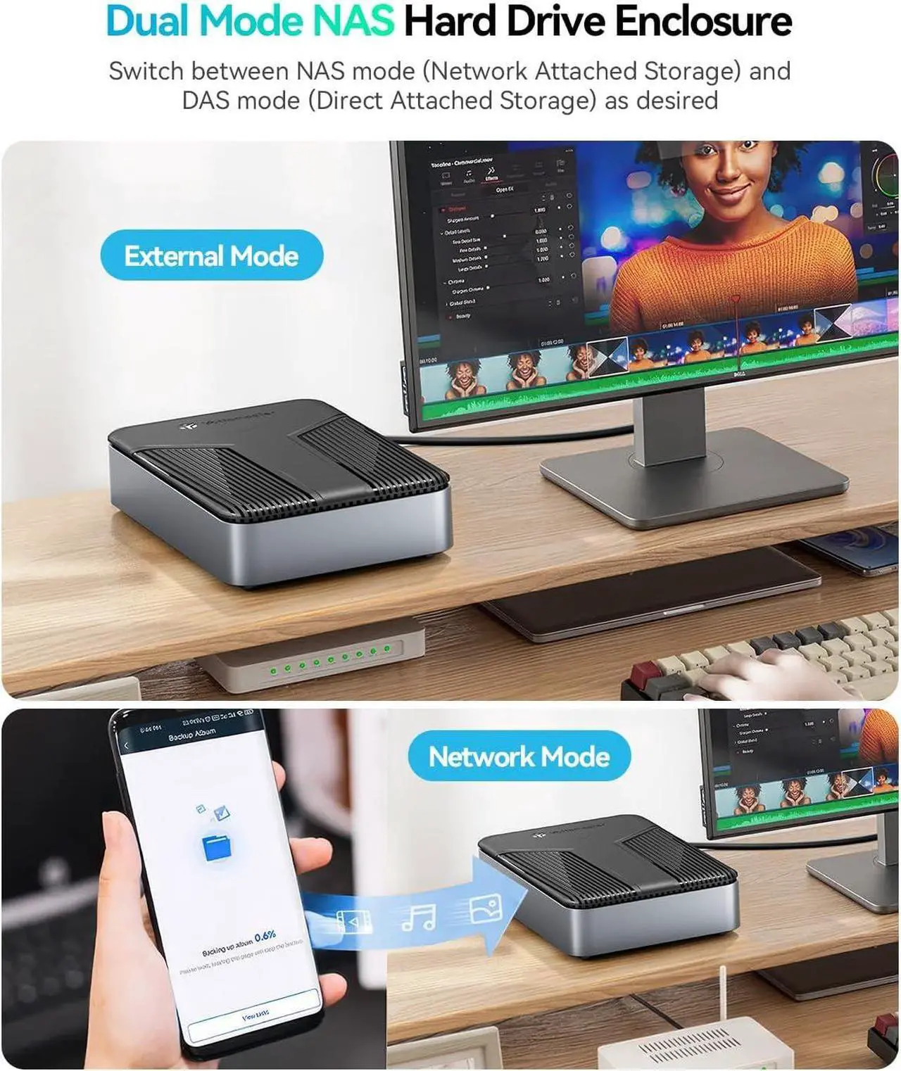Alt view image 3 of 7 - Yottamaster NAS Enclosure for 2.5" SATA HDD/SSD, 1 Bay Network Attached Storage, 1GbE Port, 1GB RAM DDR4, Personal Private Cloud, Network Hard Drive Enclosure Ethernet (Diskless)