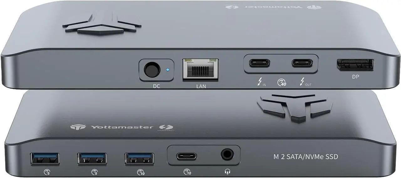 Main image of Thunderbolt 3 Dock with Dual M.2 Slot-2800MB/s, Yottamaster Thunderbolt 3 Hub with Cooling Fan- Support Dual 4K Display, 2 Thunderbolt 3, DP, 120W PD, Ethernet, USBA USBC 10Gbps, Audio [MS5]