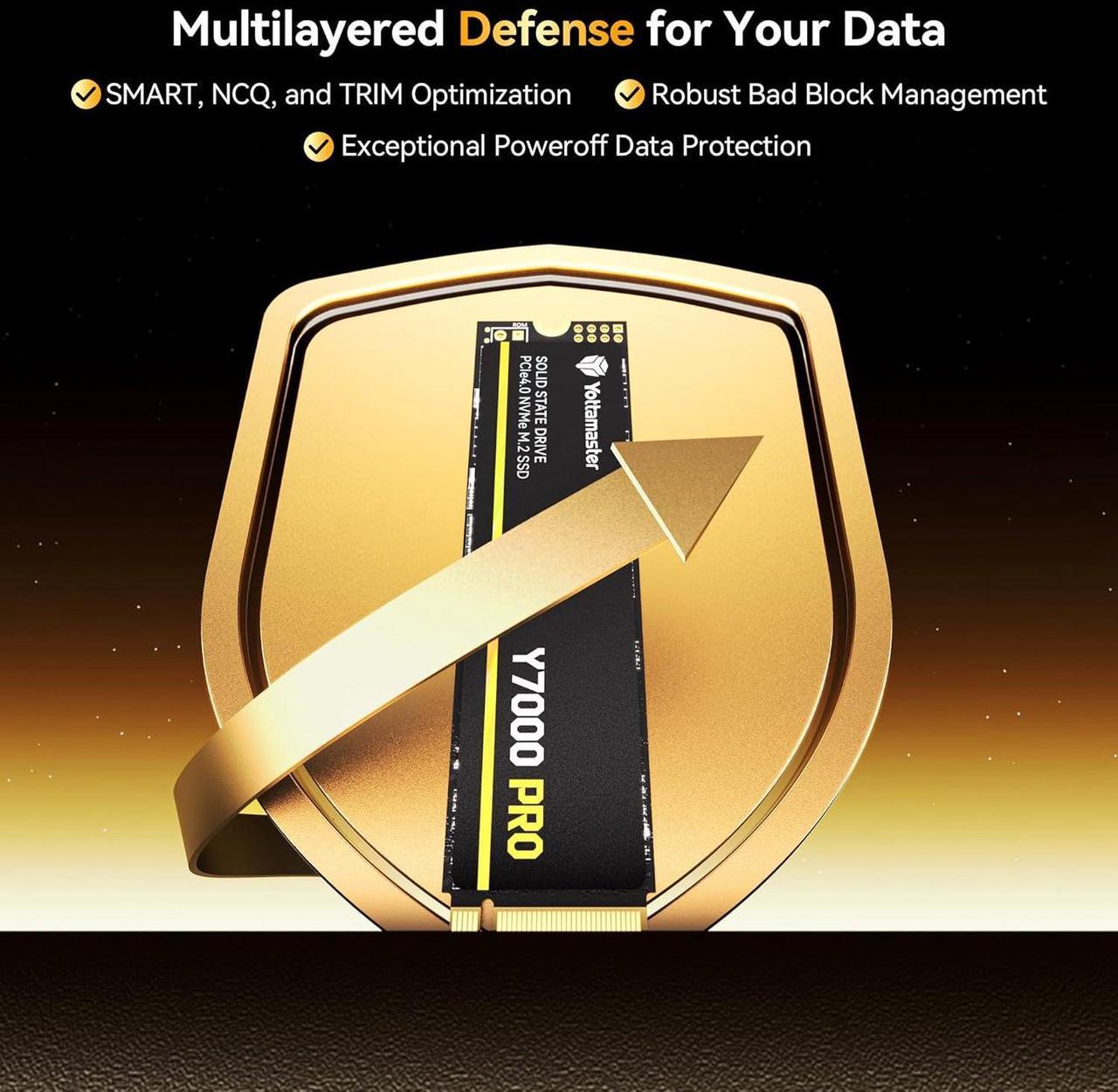 Alt view image 6 of 7 - Yottamaster Y7000Pro 2TB SSD M.2 PCIe 4.0, Up to 7000MB/s, M.2 2280 NVMe Internal Solid State Drive with 3D QLC NAND Flash, Upgrade Storage for PS5, PC Computer, Laptop, Gaming