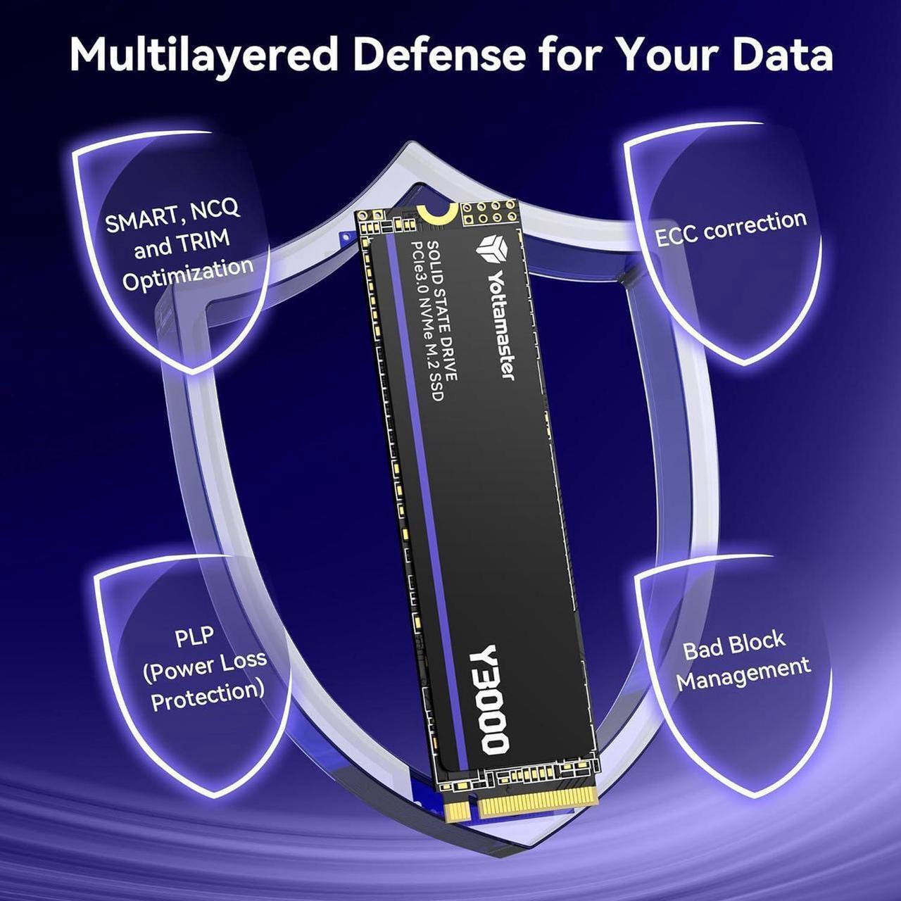 Alt view image 5 of 7 - Yottamaster Y3000 1TB SSD M.2 PCIe 3.0, Up to 3100MB/s, M.2 2280 NVMe Internal Solid State Drive with SLC Cache 3D NAND, Upgrade Storage for PC Computer, Laptop, Gaming