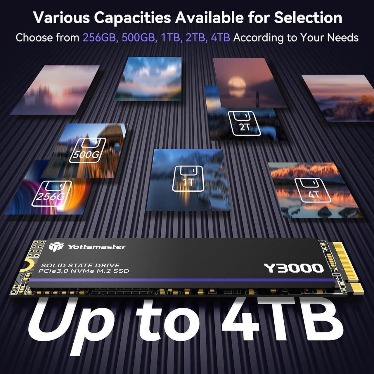 Alt view image 8 of 7 - Yottamaster Y3000 1TB SSD M.2 PCIe 3.0, Up to 3100MB/s, M.2 2280 NVMe Internal Solid State Drive with SLC Cache 3D NAND, Upgrade Storage for PC Computer, Laptop, Gaming
