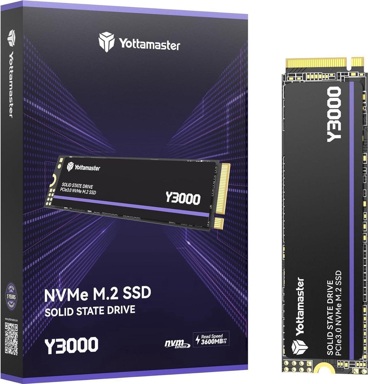 Main image of Yottamaster Y3000 1TB SSD M.2 PCIe 3.0, Up to 3100MB/s, M.2 2280 NVMe Internal Solid State Drive with SLC Cache 3D NAND, Upgrade Storage for PC Computer, Laptop, Gaming