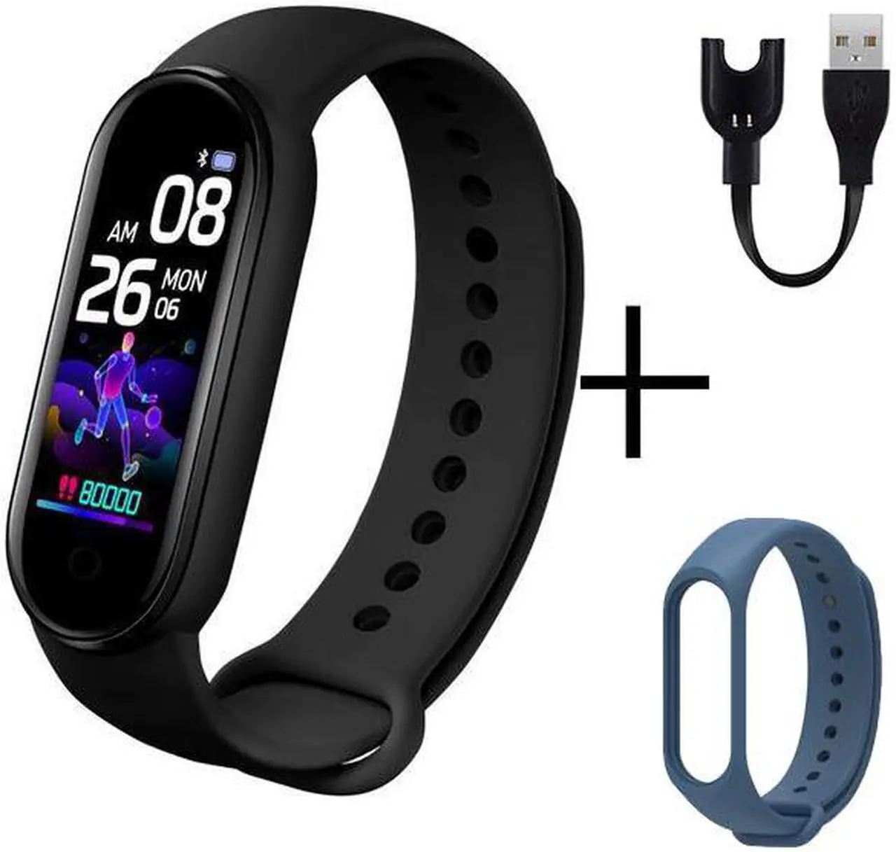 Main image of New M5 Smart Watch Women Heart Rate Monitor Fitness Tracker Pedometers Smartwatch Band Sport Watch for Men Navy Blue