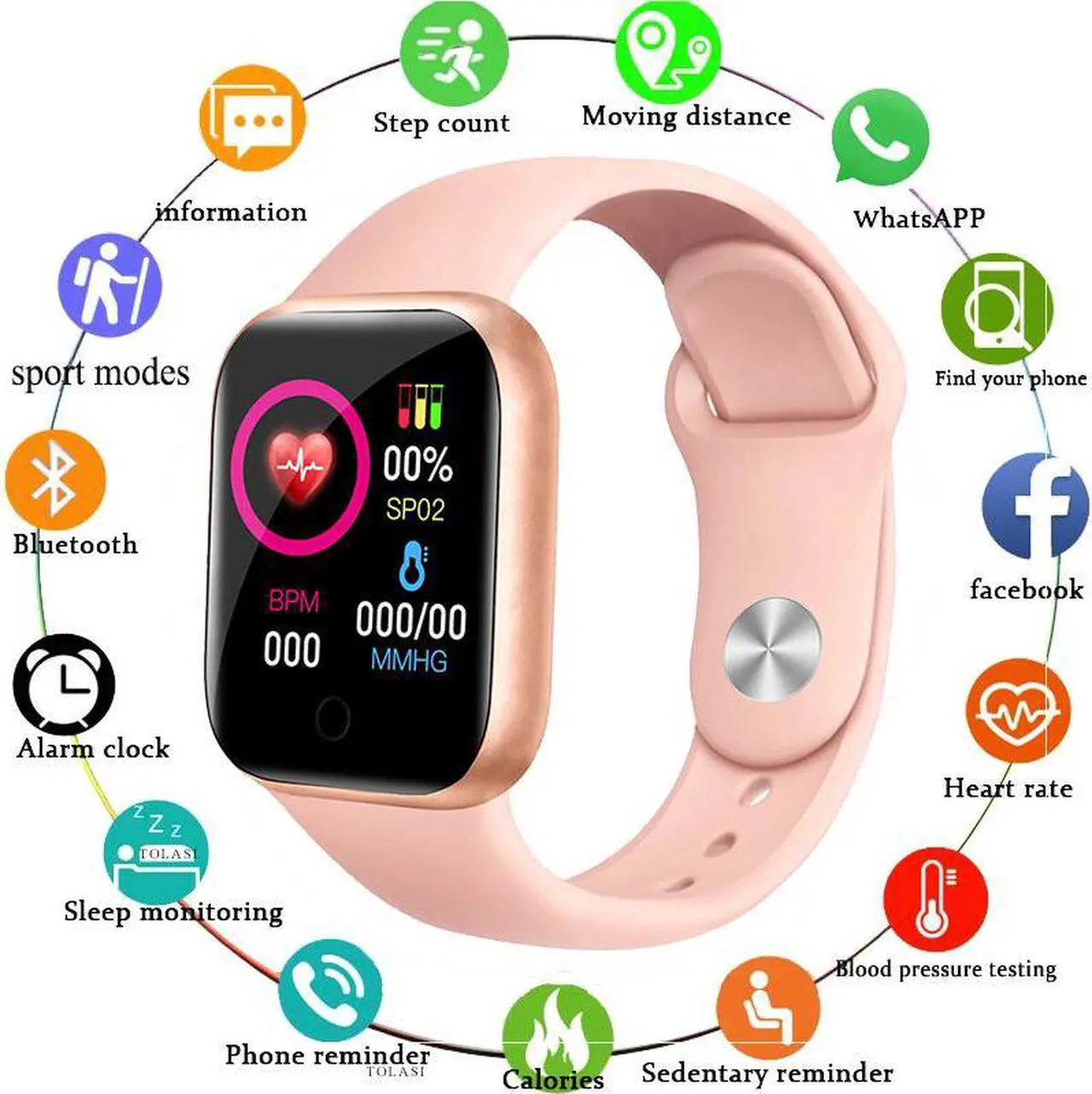Main image of Smart Watches Men Women Smartwatch Heart Rate Step Calorie Fitness Tracking Sports Bracelet For Apple Android Smart Watch