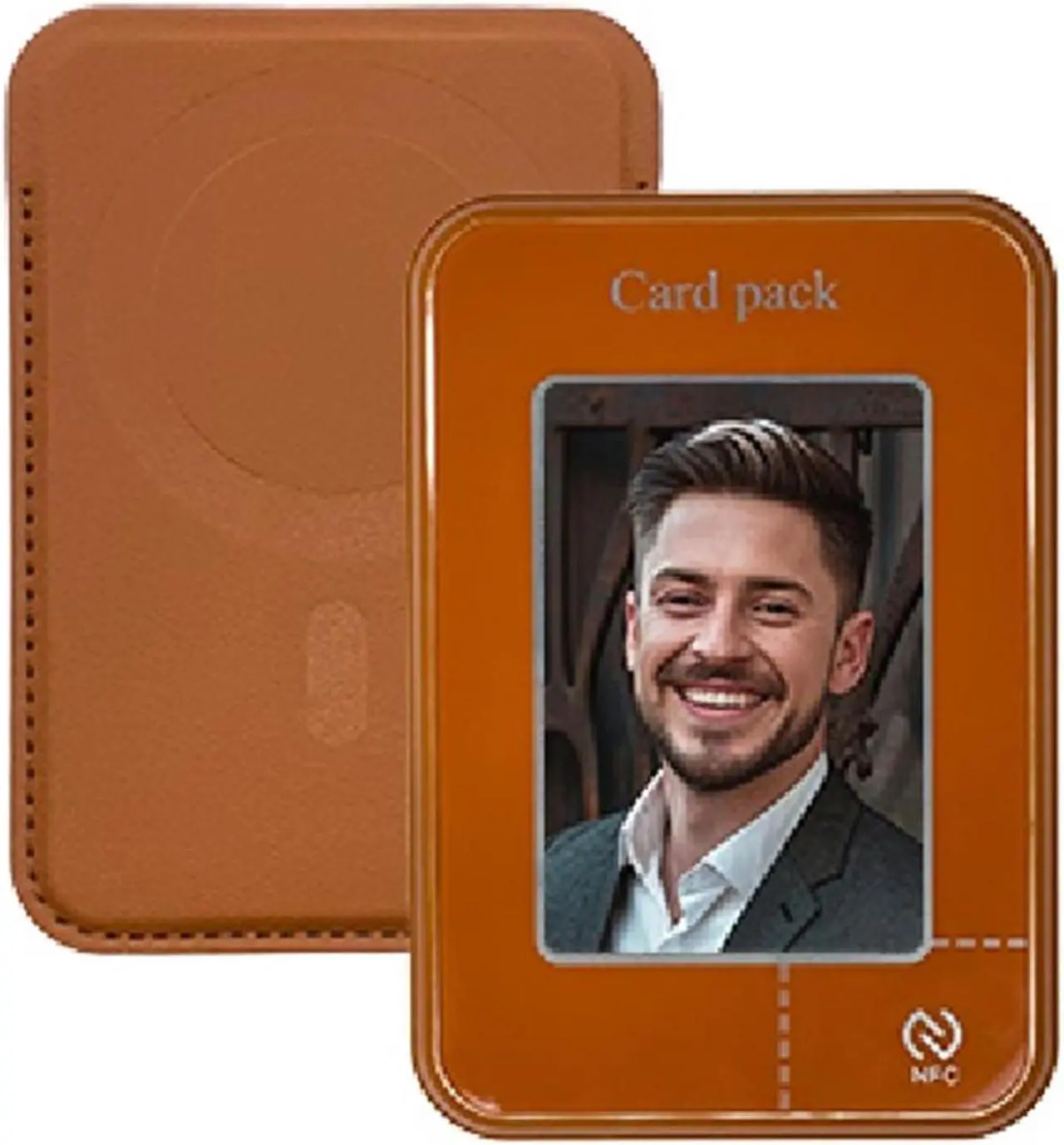 Main image of NFC Smart Display Magsafe Wallet Stand,Magnetic Card Holder Ink Screen Glass Projection Holder Compatible for iPhone 16/15/14/13/12/11 Orange