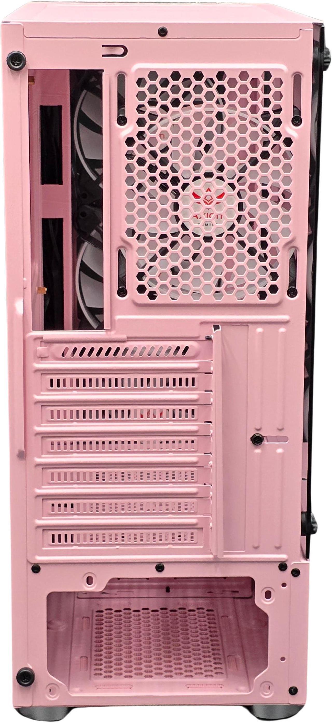 Alt view image 5 of 5 - Axiom Gaming Nova Series C013 ATX Mid-Tower PC Gaming Case | Built-in RGB Lighting | Tempered Glass Front & Side Panels | 4 x 120mm RGB Fans Included | Fan Controller With Remote | Pink