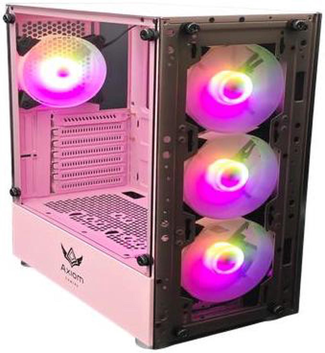 Main image of Axiom Gaming Nova Series C013 ATX Mid-Tower PC Gaming Case | Built-in RGB Lighting | Tempered Glass Front & Side Panels | 4 x 120mm RGB Fans Included | Fan Controller With Remote | Pink