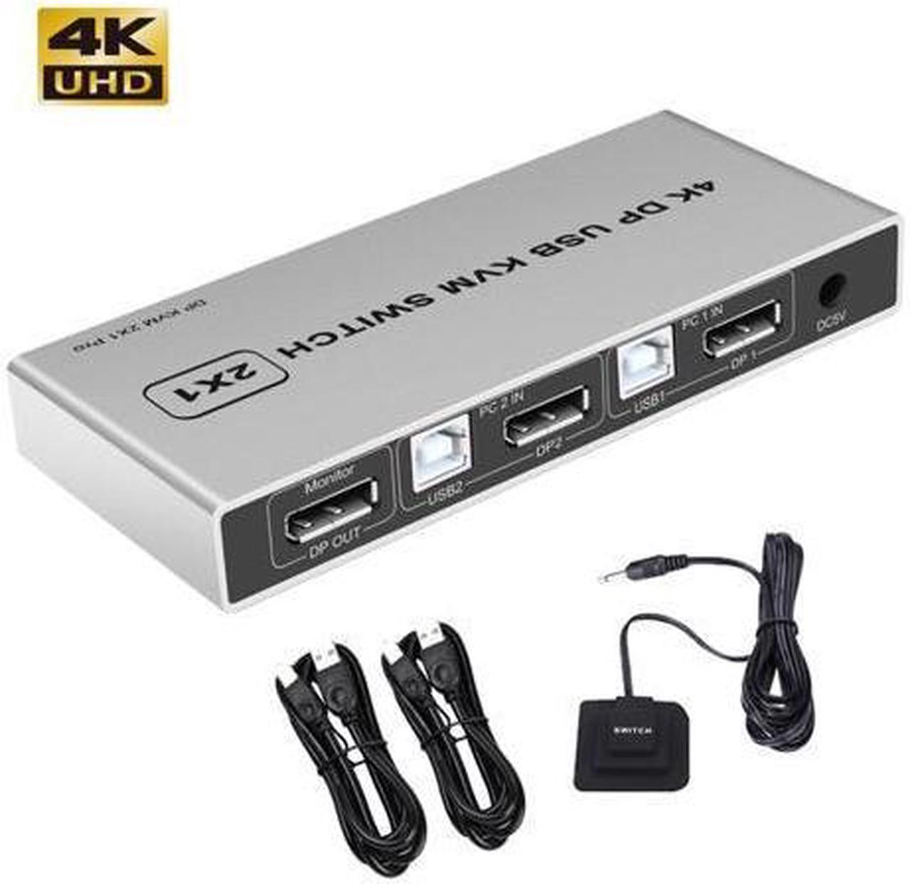 2 Ports Displayport KVM Switch Displayport USB Displayport KVM 144Hz DP Switcher 4KX2K/60Hz 2K/144Hz Displayport 2 in 1 out Displayport USB KVM Switcher 2 Desktop PC hosts Sharing Keyboard Mouse