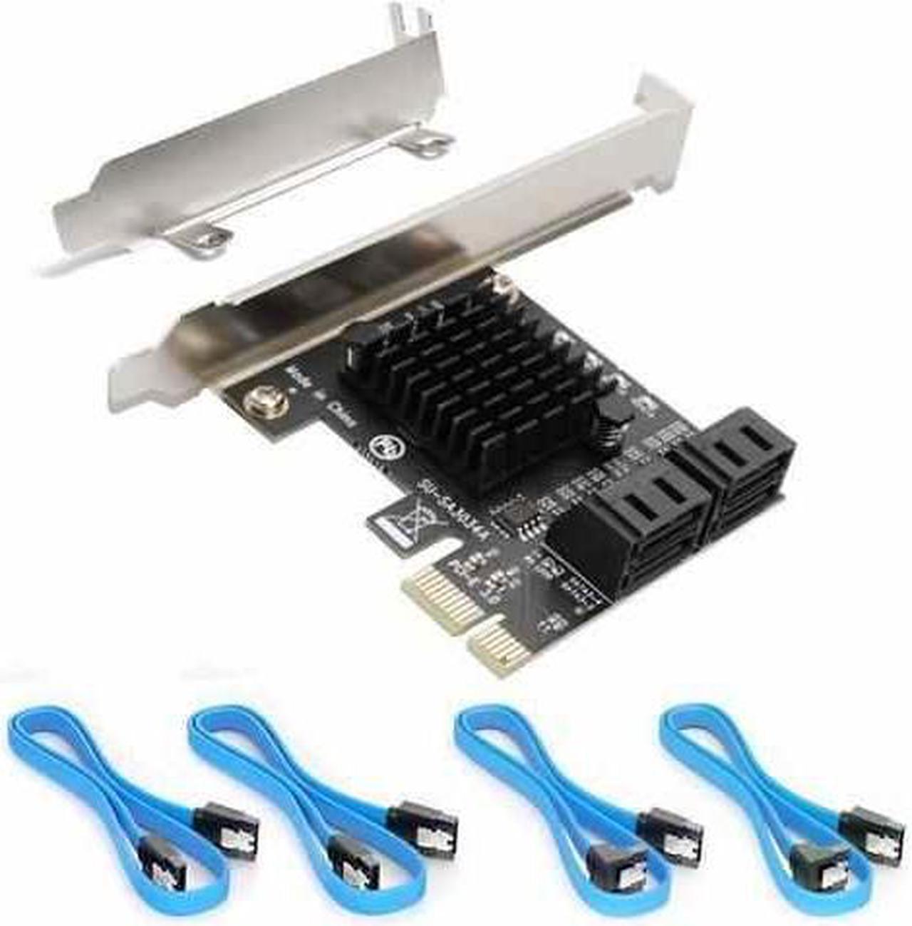 SATA Card 4 Port with 4 SATA Cables, 6 Gbps SATA 3.0 Controller PCIE Expression Card with Low Profile Bracket Support 4 SATA 3.0 Devices