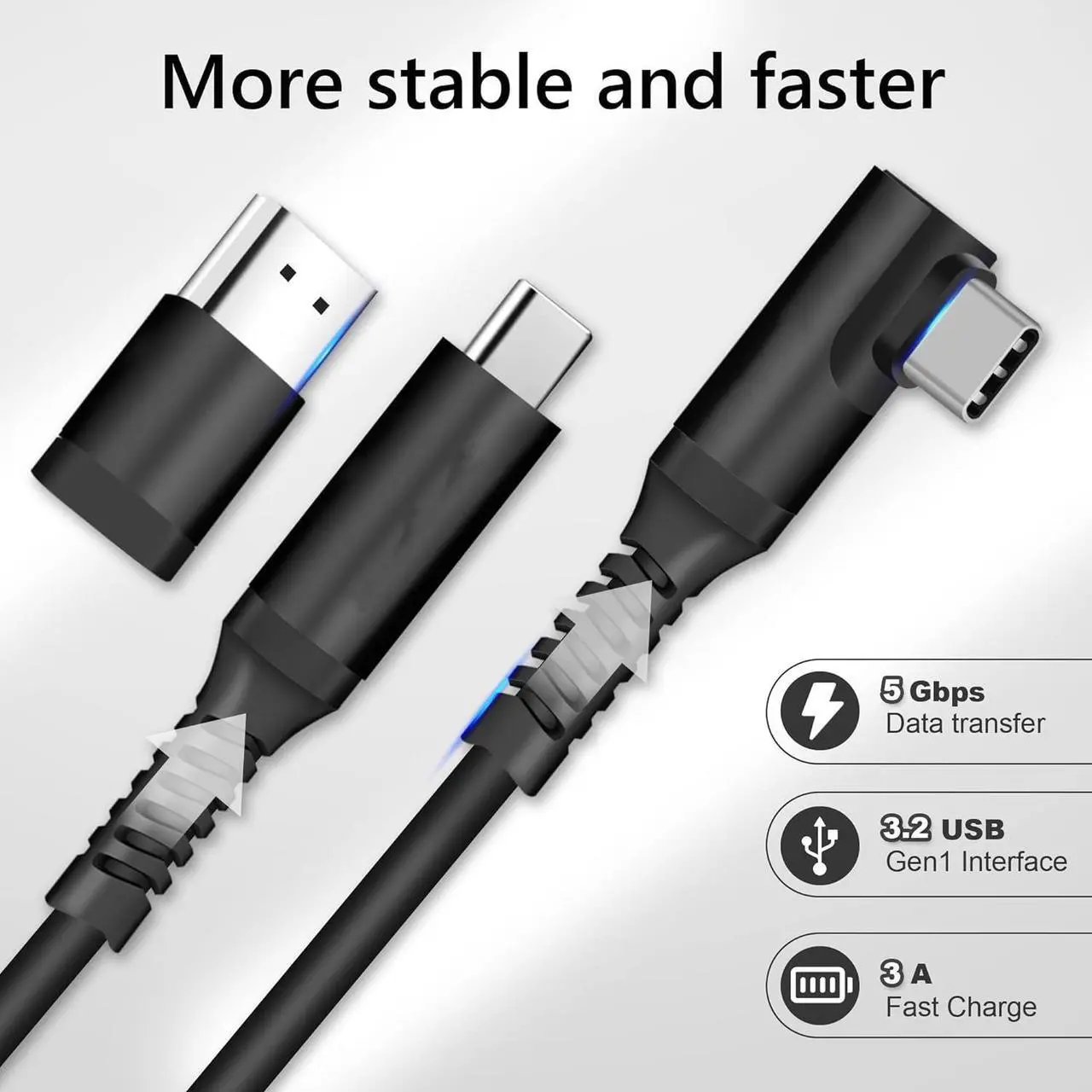 Alt view image 3 of 7 - Link Cable 16FT Compatible for Quest 3S/3, Quest 2/Pro, Pico 4, VR Headset Accessories Cable for Rift S/Steam VR Games, USB 3.0 Type C to C High Speed Data Transfer Charging Cord for Gaming PC