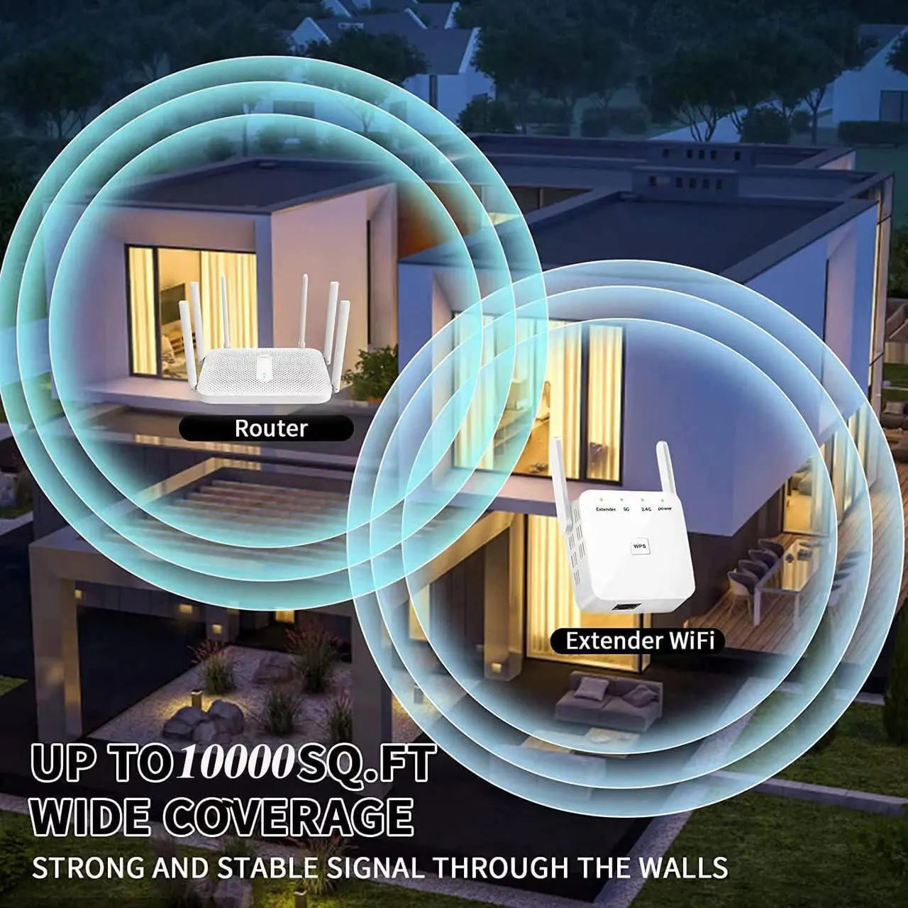 Alt view image 3 of 7 - High Perforamnce WiFi Extender, 2025 Fastest WiFi Booster, WiFi Extenders Signal Booster for Home, Internet Booster WiFi Repeater Covers Up to 10,000 Sq.ft and 50+ Devices,White