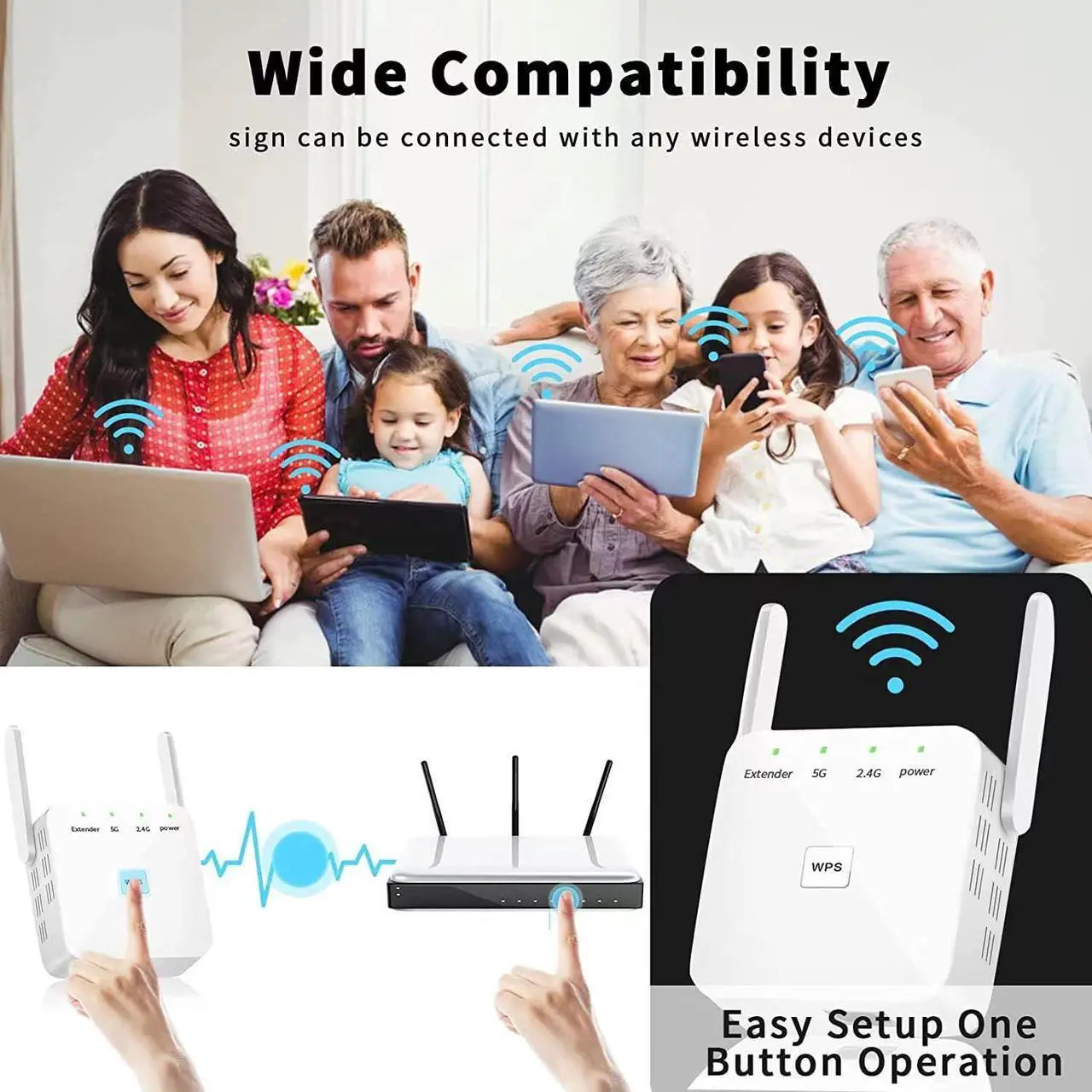 Alt view image 5 of 7 - High Perforamnce WiFi Extender, 2025 Fastest WiFi Booster, WiFi Extenders Signal Booster for Home, Internet Booster WiFi Repeater Covers Up to 10,000 Sq.ft and 50+ Devices,White