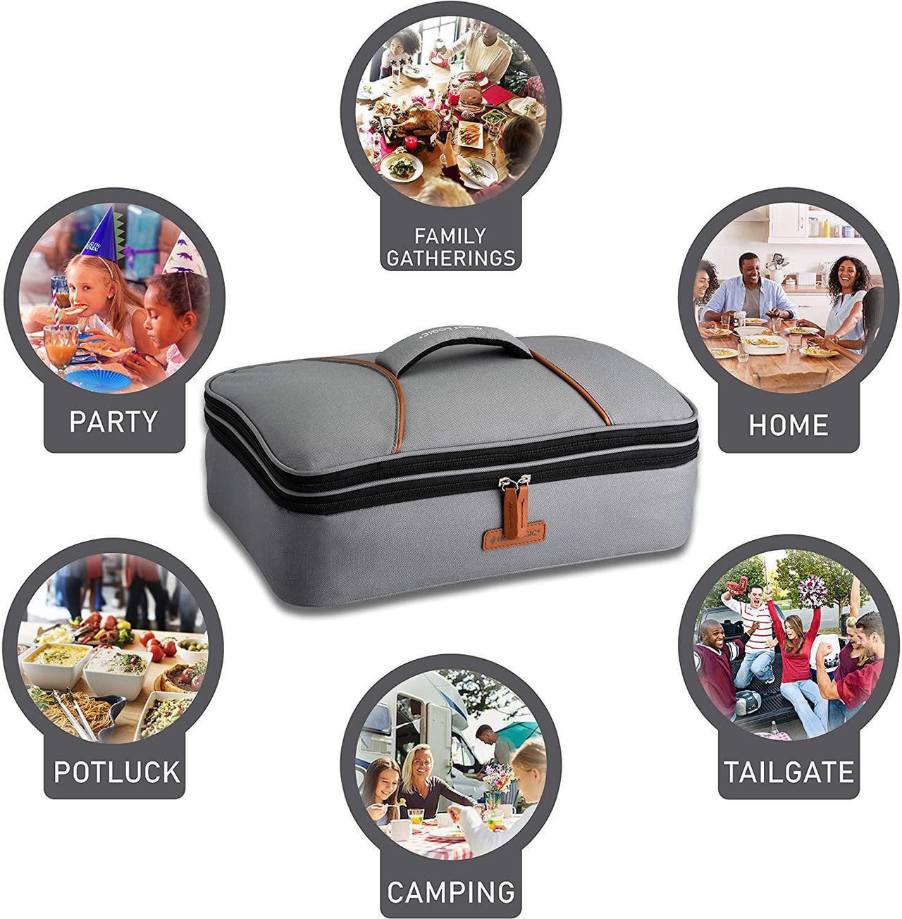 Alt view image 2 of 6 - HotLogic 16801170-GY Food Warming Tote Casserole Carrier Plus 120V, Gray