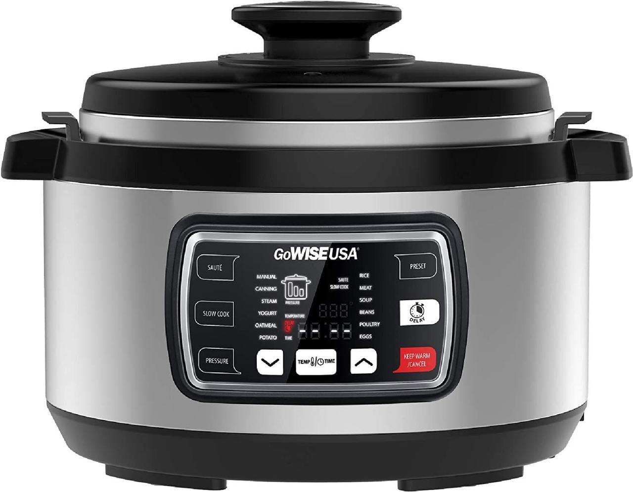 Alt view image 2 of 15 - GoWISE USA GW22708 Ovate 8.5-Qt 12-in-1 Electric Pressure Cooker Oval with Slow Cook, Rice, Yogurt, Egg, Saute, Steamer, Keep Warm Functions + Accessories & Recipes, Stainless Steel
