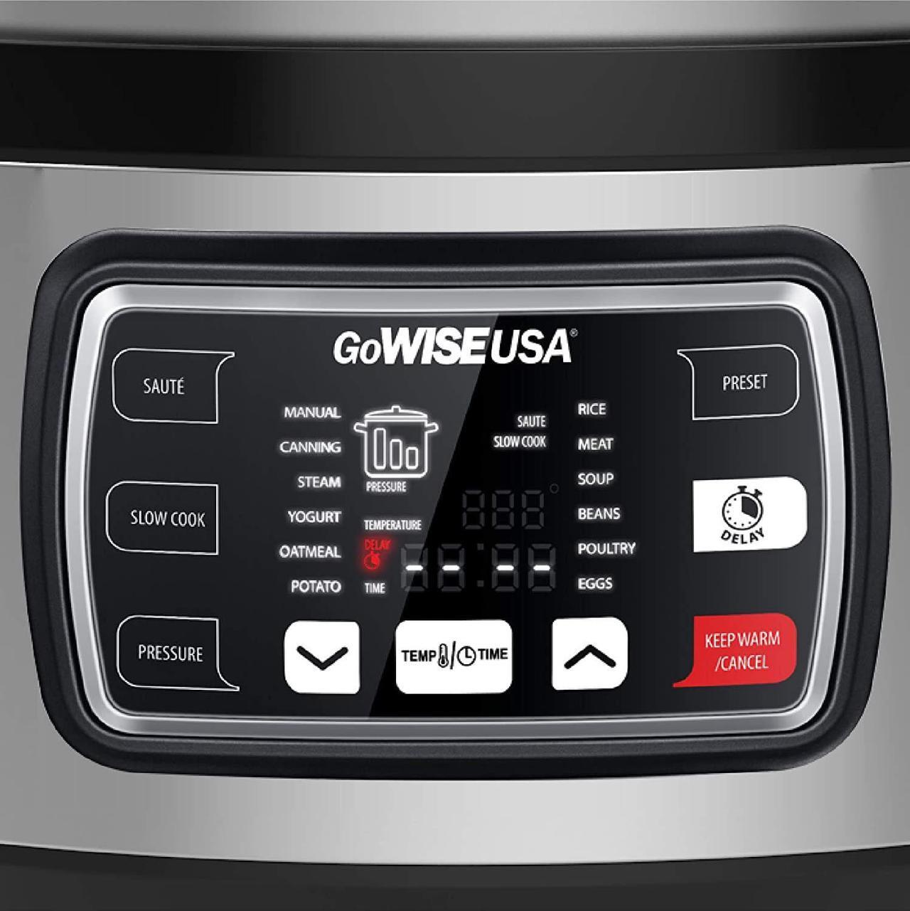 Alt view image 5 of 15 - GoWISE USA GW22708 Ovate 8.5-Qt 12-in-1 Electric Pressure Cooker Oval with Slow Cook, Rice, Yogurt, Egg, Saute, Steamer, Keep Warm Functions + Accessories & Recipes, Stainless Steel