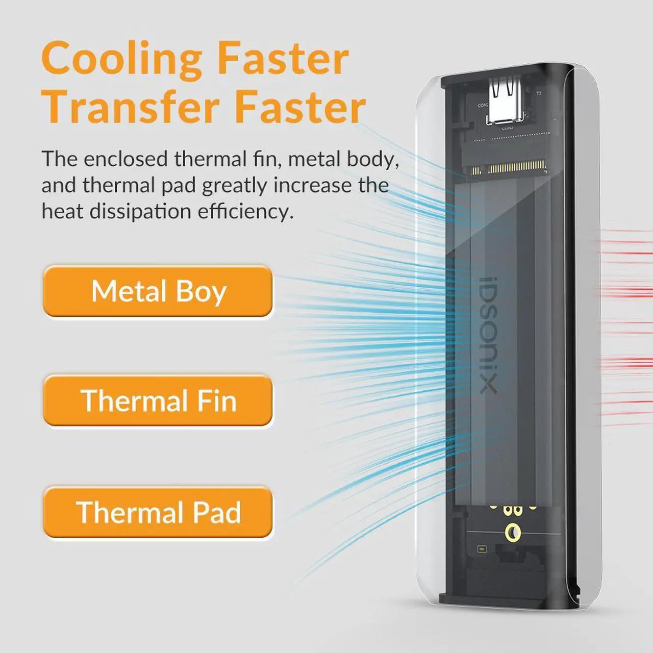 Alt view image 5 of 7 - iDsonix Dual-Bay M.2 NGFF/NVMe SATA SSD Hard Drive Enclosure USB3.1 Gen2 10Gbps
