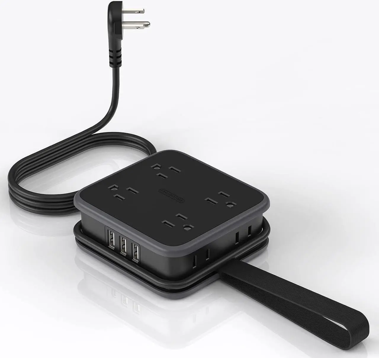 Main image of NTONPOWER Flat Plug Power Strip with 8 Widely Outlets and 3 USB Ports, 5 ft Wrapped Around Extension Cord, 3 Side Outlet Extender, Wall Mount, Overload Potection, Idea for Home, Dorm Room, Travel - UL