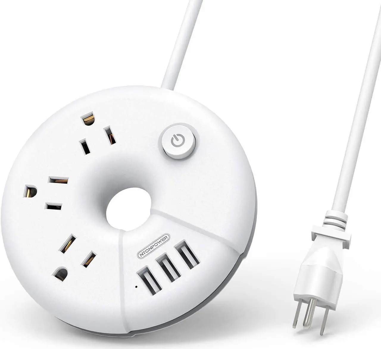 Main image of Travel Power Strip with USB Ports, NTONPOWER Cruise Approved Power Strip with 3 Outlet 3 USB, 5 ft Extension Cord with USB Ports, Compact for Indoor Home Office Dorm Room Cruise Essentials, White