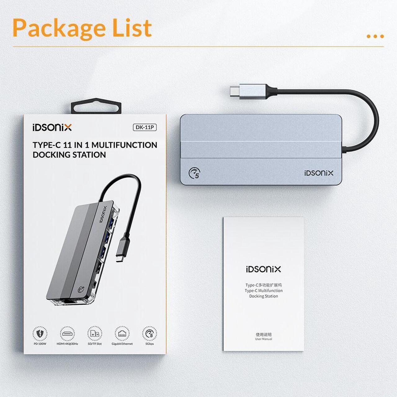 Alt view image 4 of 7 - iDsonix USB C Hub, 11 in 1 USB C hub with HDMI 4K, 5Gbps Data, 1000M Ethernet, PD 100W, USB C Hub Multi Port Adapters for MacBook Air/Pro Laptop