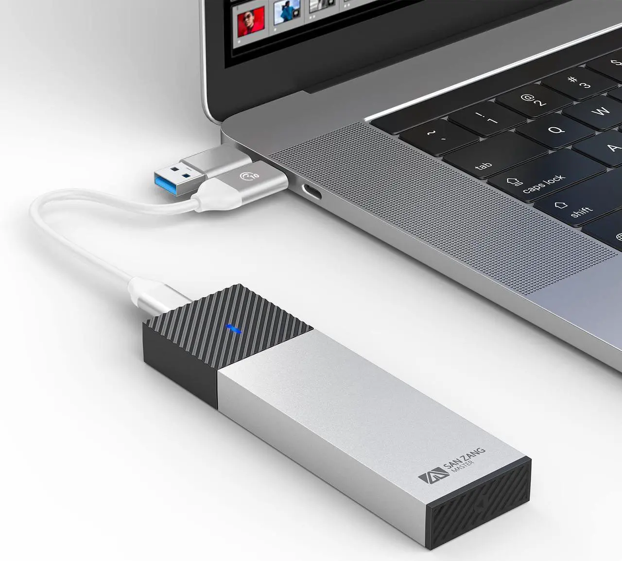 Alt view image 2 of 7 - SAN ZANG BY iDsonix NVMe & SATA SSD Enclosure, USB 3.2 GEN 2 Type-C M.2 Enclosure for M-Key, B+M Key NVMe & SATA SSD with UASP Trim for 2230/2242/2260/2280 SSD Aluminum Silver