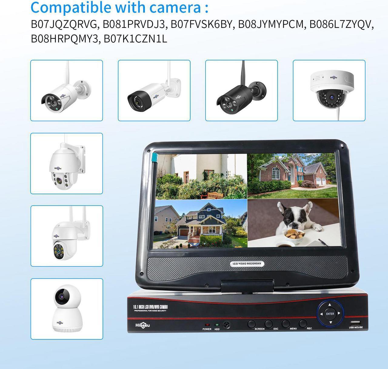 Alt view image 3 of 7 - Hiseeu 10'' LCD Wireless WiFi NVR 8 Channels Network Video Recorder, 1080P/3MP/5MP Motion Detection Zones, 24/7 Record, Work with Hiseeu Eseecloud Wireless Camera