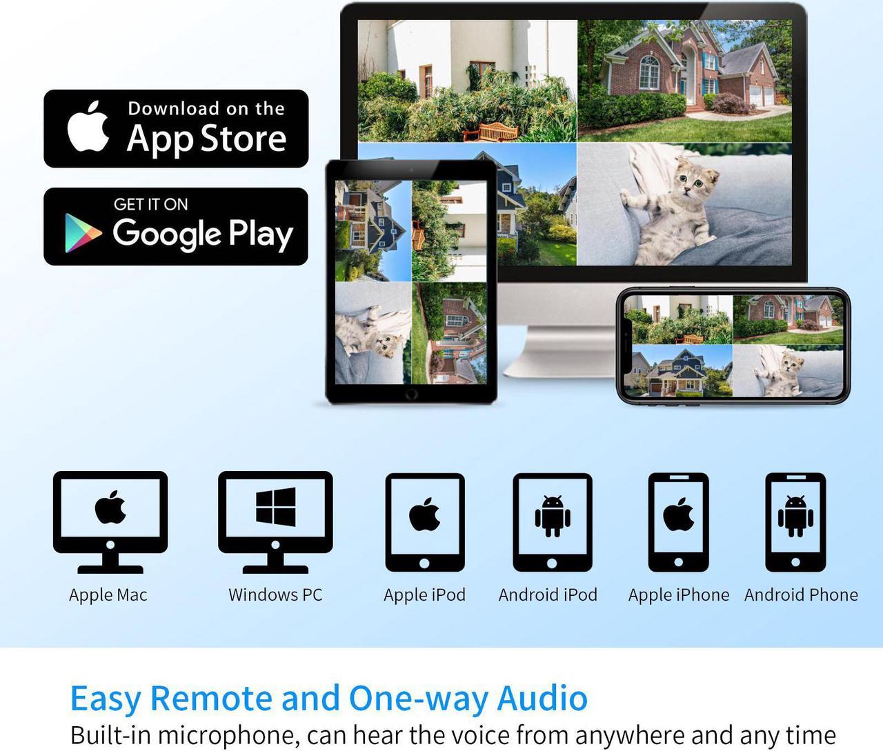 Alt view image 6 of 7 - Hiseeu 10'' LCD Wireless WiFi NVR 8 Channels Network Video Recorder, 1080P/3MP/5MP Motion Detection Zones, 24/7 Record, Work with Hiseeu Eseecloud Wireless Camera